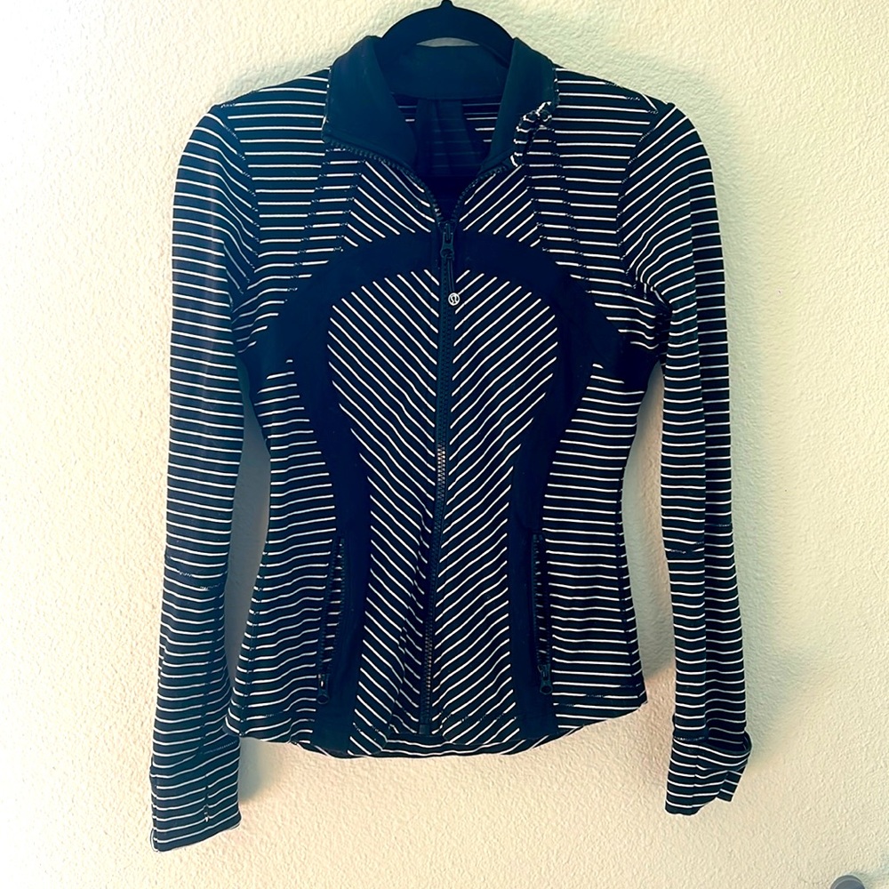 lululemon athletica Black and White Striped Zip-Up Jacket